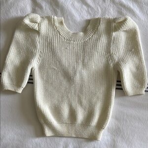 Cushnie Cream Crew Neck Top with Ribbed Texture